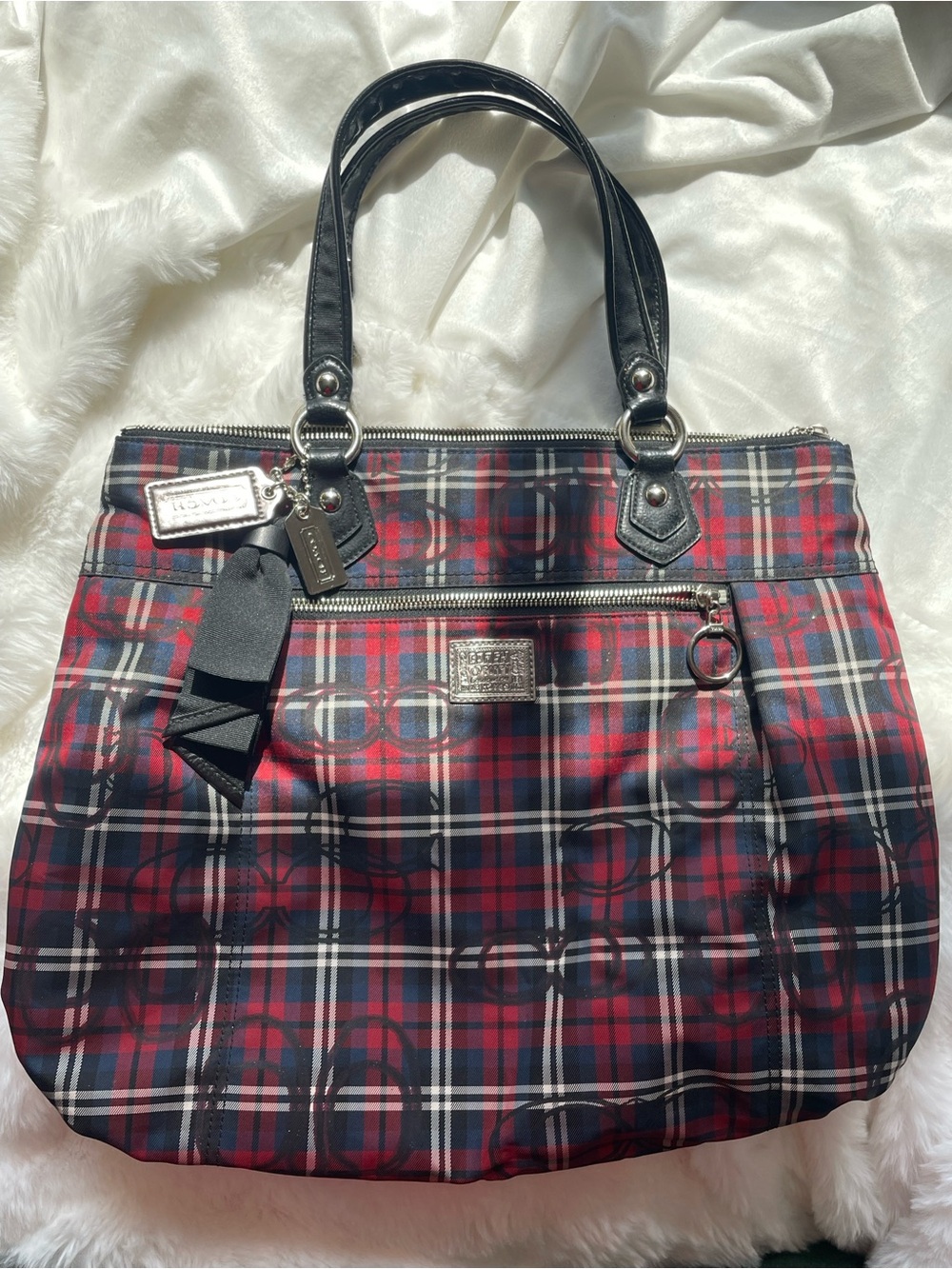 Vintage Coach Tartan Red and Black Plaid Purse